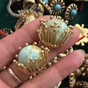 Elegant Gold and Turquoise Earrings